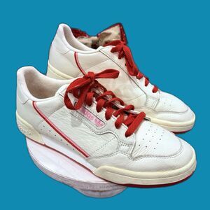 Size 9.5W/8M - Adidas Continental 80 White Shock Red/Pink Vintage